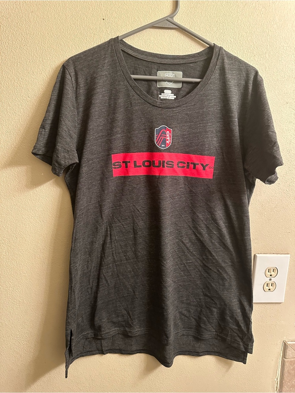 St. Louis City Graphic Tee - Dark Heather Gray with Red Logo